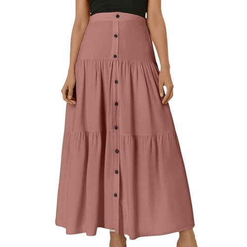 Falda Con Pantalones Holidaya Falda Larga Con Botones Delanteros Para Vacaciones Elegantes Trajes De Playa Falda Blanca Larga Mujer, Rosa., S