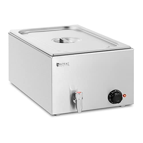 Royal Catering RCBM_GN1/1_3 Bain Marie 640 W GN 1/1 Lochpfanne Ablasshahn Wasserbad Speisenwärmer