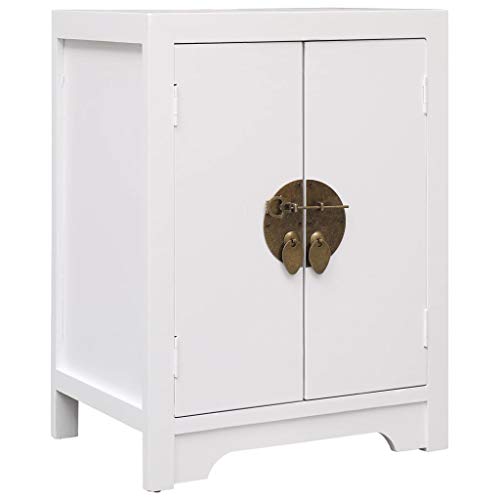 Festnight 2 Unidades Mesita de Noche de Madera de Paulownia 38x28x52 cm Blanco, Mesa Auxiliar Mesas de Centro Cómodas y Cajoneras con 2 Puertas