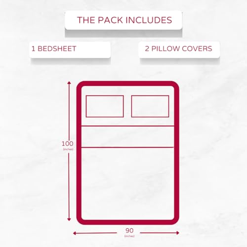 Image of Arvind Bedsheet Set - 100% Cotton Bedsheet for Double Bed (1 Queen Size Bedsheet with 2 Pillow Covers) Soft Breathable, 144 Thread Count - Slumber -Shade 9 (21024-B)