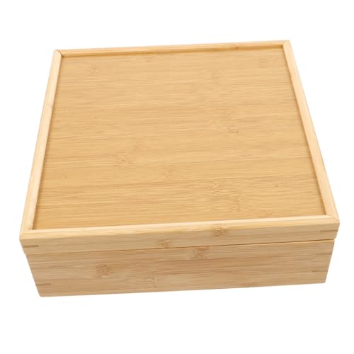 HOLIDYOYO Box Dried Fruit Box Candy Nut Serving Container Snack Serving Tray with Lid Divided Serving Dishes Dessert Tray Fruit Serving Platter Nuts Storage Platter Side Dish Wooden Yellow