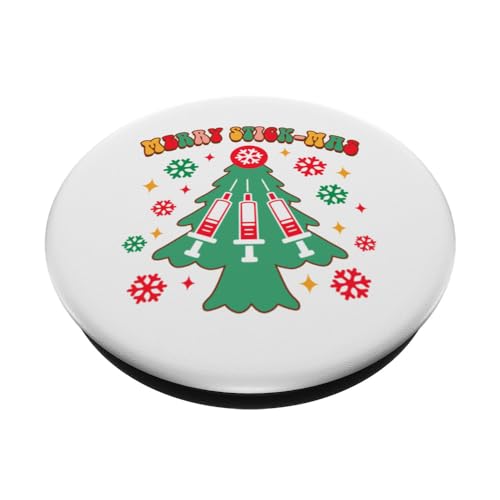 Phlebotomist Phlebotomy Tech Christmas Xmas Merry Stick-mas PopSockets Swappable PopGrip, Black - Image 2