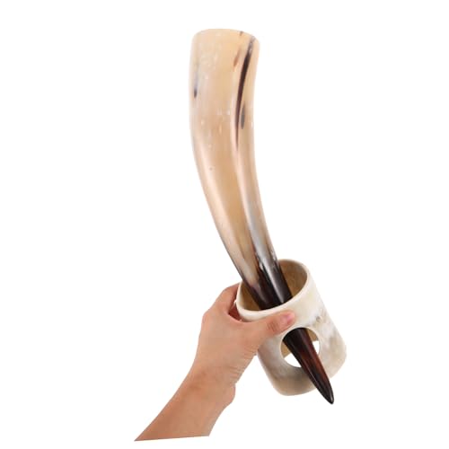 Cuerno natural vikingo de 380 ml copa antigua para hidromiel 5