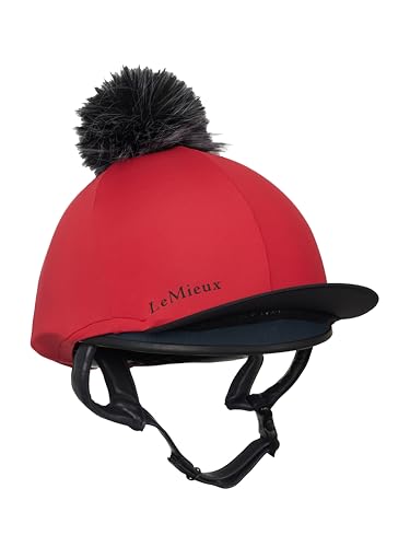 LeMieux Classique Pom Hat Silk - Horse Riding Helmet Cover - Chilli - One Size