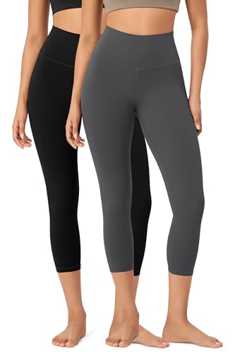 ODODOS 2-Pack Buttery Soft Lounge Yoga Capris for Women 23