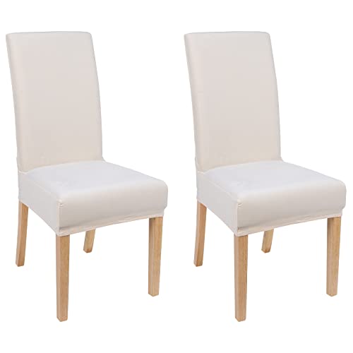 smiry Velvet Stretch Dining Room Chair Covers Soft Removable Dining Chair Slipcovers Set of 2, Gream