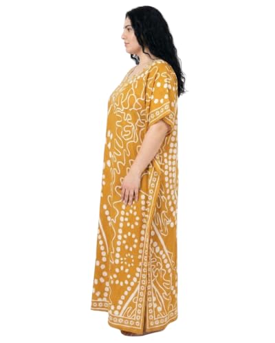 Image of Oussum Plus Size Kaftan Dresses for Women, Polyester Summer Caftan Cover Up Maxi Beach Dress, 1X-3X