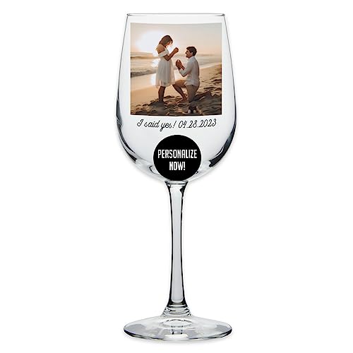 Personalized 16oz Printed Photo Picture Stemmed Wine Glass - Bride