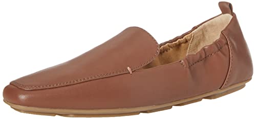 Amazon Essentials Women's Square Toe Soft Slip-On Loafer, Chestnut Brown Faux Leather, 6