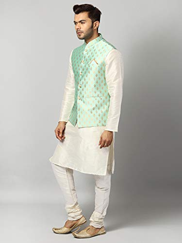 Image of Uri and MacKenzie Men's Silk Blend Kurta Pajama with Designer Ethnic Nehru Jacket /Modi Jacket