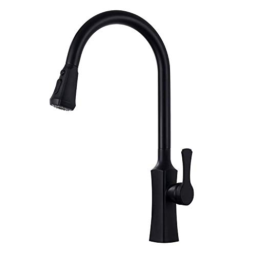Robinet de cuisine noir rotatif 360 avec douchette extractible en laiton pour évier