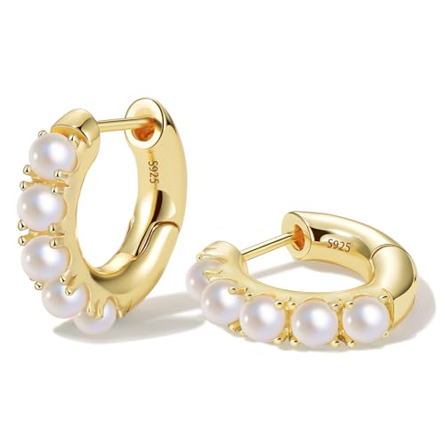 14k Gold Plated Cubic Zirconia Hoop Earrings for Women Sterling Silver Post Cuff Earrings Huggie Stud for Women Girls Hypoallergenic Trendy Jewelry Gift Birthday Anniversary Wedding Earring