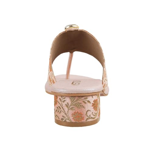 Image of Metro Women Ethnicwear Beaded Block Heel Sandal