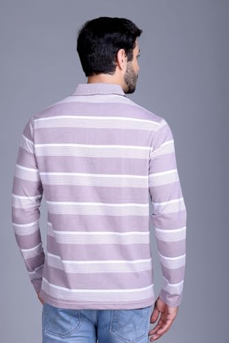 Image of SANE ORIGINALS Full Sleeves Polo T-Shirt for Men with Pocket || Stripe Collar and Pocket T-Shirt for Men Long Sleeves