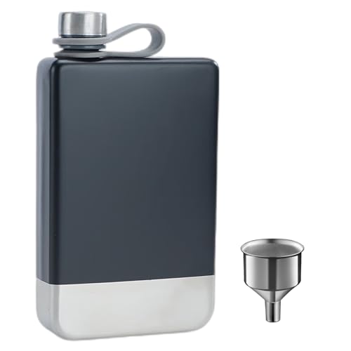 Bottiglia da liquore da uomo, 255 ml, con imbuto, in acciaio inox 18/8, a prova di perdite, classica fiaschetta con coperchio anti-smarrimento, design per whisky, spirito, matrimonio, matrimonio
