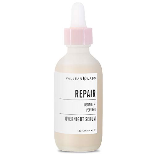 Valjean Labs Repair Overnight Anti-Aging Nighttime Facial Serum | Retinol + Peptides | Helps to Reduce Fine Lines and Tone Skin | Cruelty Free, Vegan, Made in USA (1.83 oz)