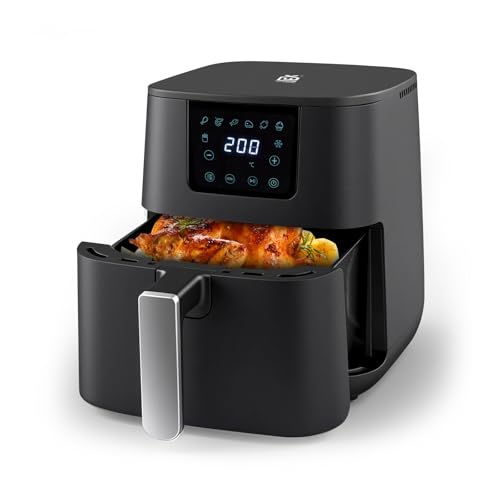 6,5 L Air Fryer Numérique, Friteuse à Air ans Huile, température maximale 200°C, 1600 W, 8 Programmes Pré-réglés, Noir mat