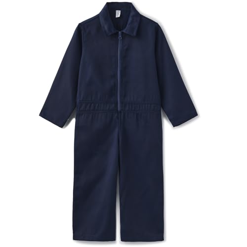 GRANDWISH Kids Navy Coveralls for Boys Girls Toddler Long Sleeve Mechanic Boiler Suit Costume Jumpsuit for Size 4T