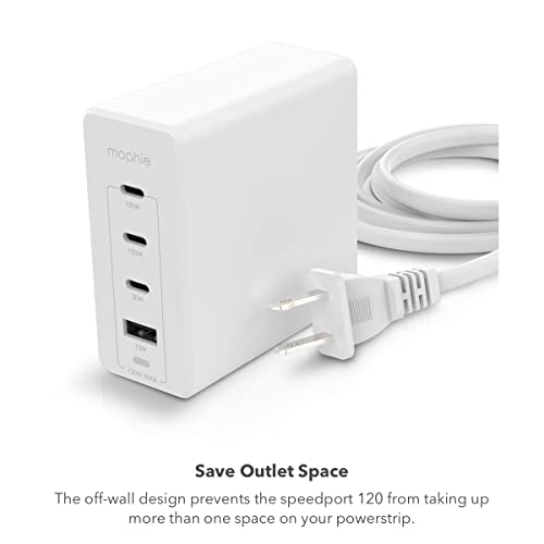 mophie-USB-C-Charger-GaN-120W-4-Port-Fast-Compact-Wall-Charger-for-MacBook-ProAir-iPad-Pro-Galaxy-S22S21-Dell-XPS-13-Note-2010-iPhone-141312-Pro-and-More-White