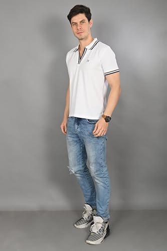Image of HUMBERTO Men's White Polo T-Shirt: Classic Style for Casual Comfort