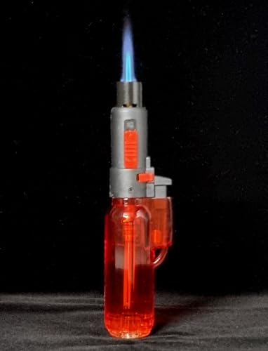 Image of Blow Torch Refillable Culinary Kitchen Gas Lighter, Safety Lock & Adjustable Two Flame System for Food Cooking /BBQ /Baking /Coal Burning /Camping (Red)
