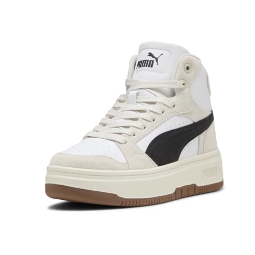 PUMA Womens Rebound Femme Mid Suede Platform Sneakers Shoes Casual - White2