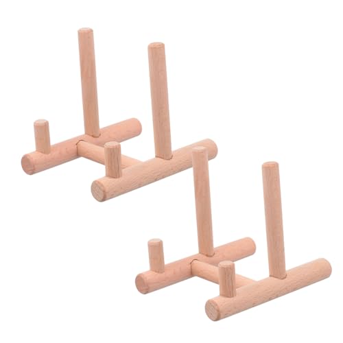 ULDIGI 2Pcs Wooden Desktop Display Racks for Tea Cakes and Plates Dish Storage Stands Lightweight and Stable Design for Home Decoration and Organization