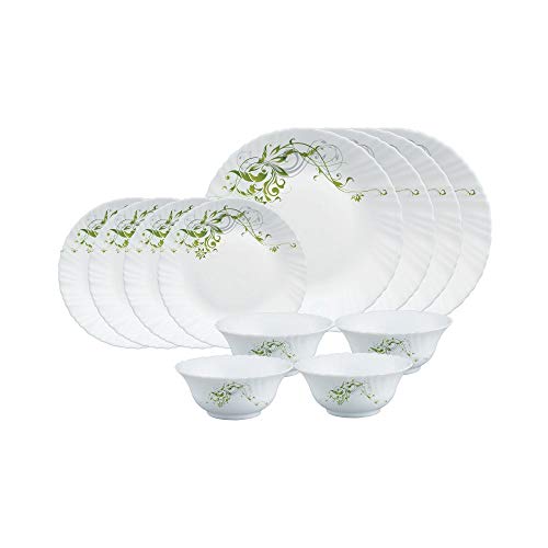 Larah by Borosil Erba Opalware Dinner Set, 12 Pieces, White