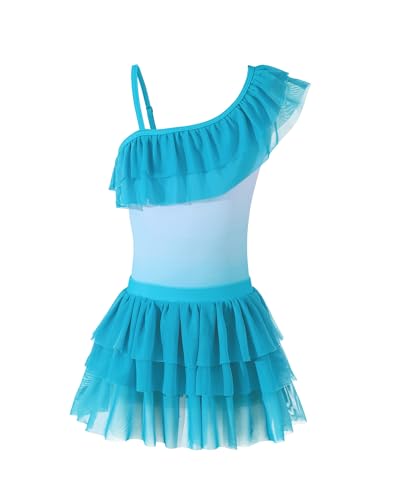 Mikrdoo Girls One Shoulder Ruffle Bathing Suit Beach Outfits One Piece Swimsuit with Skirt4