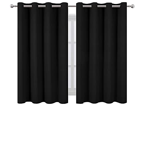 Image of LEMOMO Black Thermal Blackout Curtains /52 x 45 Inch /Set of 2 Panels Room Darkening Curtains