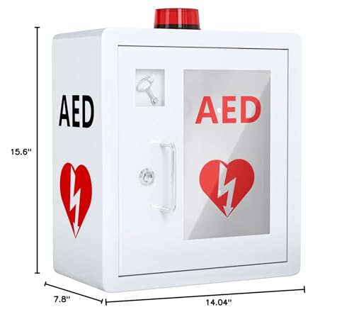 NLShan AED Cabinet fits All Cardiac Science, Zoll, AED Defibrillator, Physio-Control AED Defibrillator Wall Mounted Storage Cabinet for Emergency at Home, Office and Nursing Home
