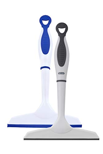 Image of Superio Rubber Squeegee, 2 Pack, Streak Free All Purpose Window Squeegee, Comfort Grip Handle and Hanging Hook (Blue- Grey, 6 Inch- 2 Pack)