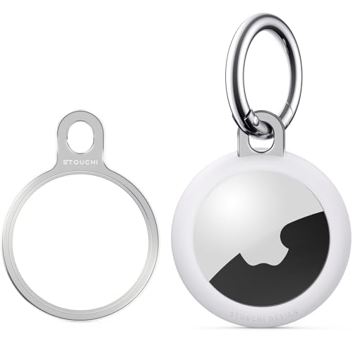 Image of Airtag Holder Key Ring with TPU Case, Stouchi Stainless Steel | Invisible Slim Keychain for Airtag 2nd Gen (2026) & 1st Gen Finder, Dog, Key, Backpacks Airtag Accessories Silver 1 Pack