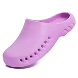 Breathable Work Clogs, Non-Slip Kitchen Shoes for Operating Theatre Nurse Doctor Garden Restaurant Mechanic, Comfy Chef Slippers Slide Sandals (Violet Purple, Adult, Women, 9, Numeric Range, US Footwear Size System, 10, Medium)