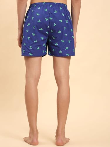 Image of B STORIES Bstories Men's Cotton Printed Boxer Shorts | Soft & Breathable Woven Cotton | Elastic Waist | Regular Fit | Comfortable Lounge & Sleepwear