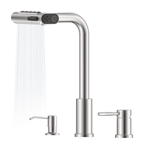 Waterfall Kitchen Sink Faucet with Soap Dispenser