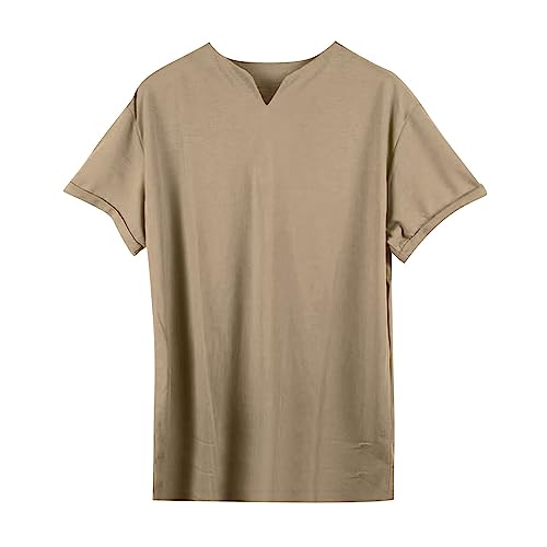 Mens Resort Wear 2025 Casual Round Neck Tops Solid Color Short Sleeve T-Shirts Classic Tshirts Plus Size Loose Fit Shirt