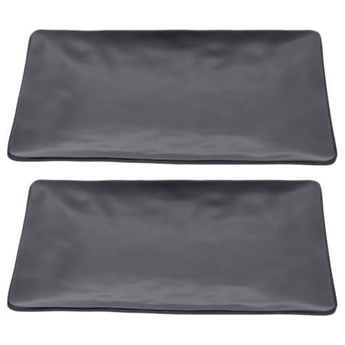 Juego de 2 platos rectangulares para sushi de melamina negra miniatura 1