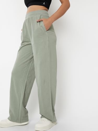 Image of Max Women Loose Mid Rise Solid Athleisure Track Pants
