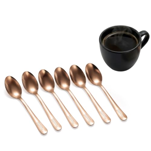 Image of Sumeet Stainless Steel Rose Gold Baby /Meduim Premium Spoon Set of 6 Pc - (15.5cm L) (1.6mm Thick)