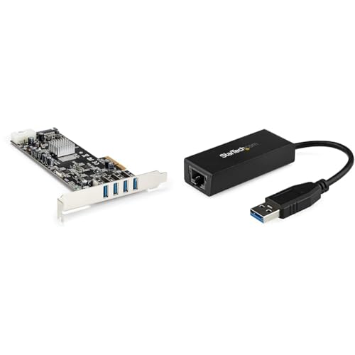 Image of StarTech.com 4 Port USB 3.0 PCIe Card and Ethernet Adapter Bundle - 10 /100 /1000 Gigabit LAN