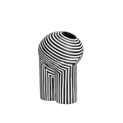 Vase géométrique abstrait pot fleur résine noir et blanc articles de fleurs maison