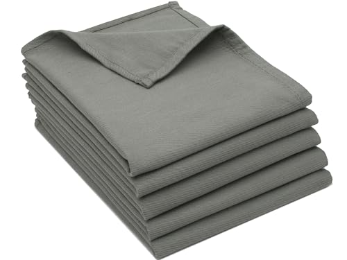 ZOLLNER 5 strofinacci, cotone-lino, 50x70 cm, super assorbenti, senza pelucchi - lavabili a 60°C - grigio scuro - qualità gastronomica - certificato Oeko Tex®