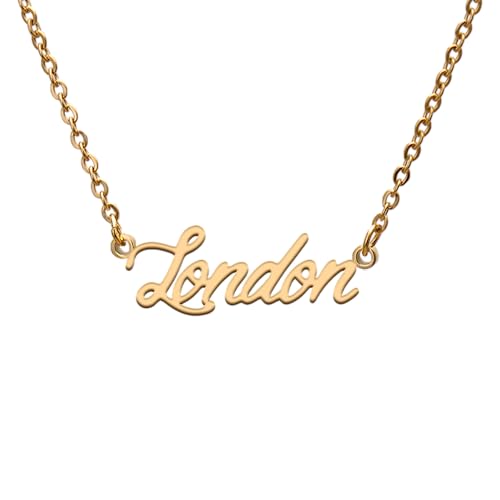 London Name Tag Necklaces for Her His Friends Familys Relationship Memory Jewelry Gift