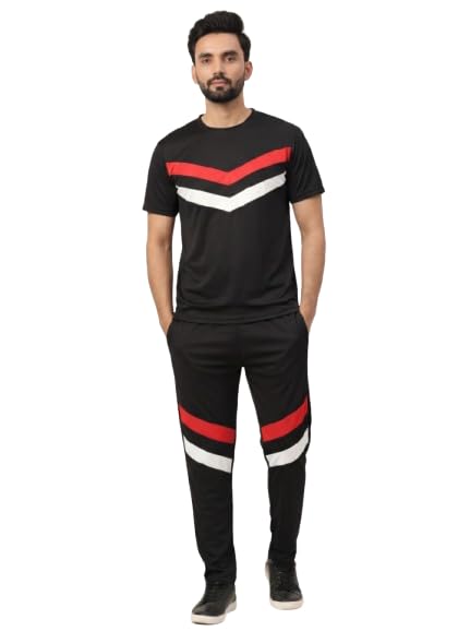 Men’s Tracksuit Co-ord Set – Stylish T-Shirt & Jogger Pant Lower Combo Soft Stretchable Activewear Tracksuit for Gym Sports Running Travel & Daily Casual Wear For Boys (IN, Alpha, S, Regular, Black)-image-48