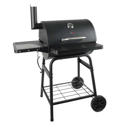 Image of Grill Boss 23 Inch Charcoal Barrel Grill with Adjustable Grate, Large Cooking Area, Black