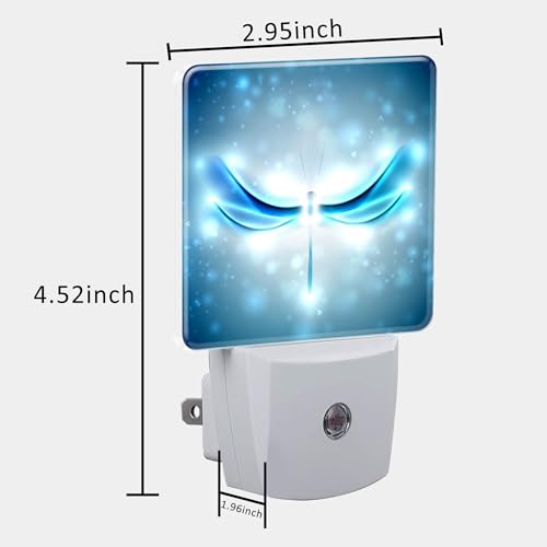 Image of Night Light Plug into Wall Shiny Blue Abstract Dragonfly Night Light with Dusk to Dawn Sensor for Kid Girls Boys Women Men Room Decor, Hallway, Kitchen, Bathroom, Nursery, Stairs