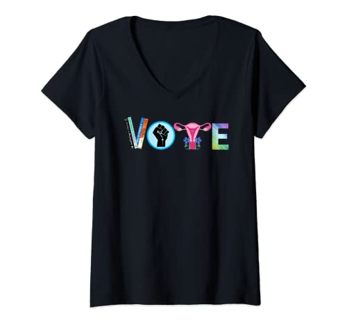 Vota Libri Vietati Diritti Riproduttivi Blm Attivismo politico Maglietta con Collo a V