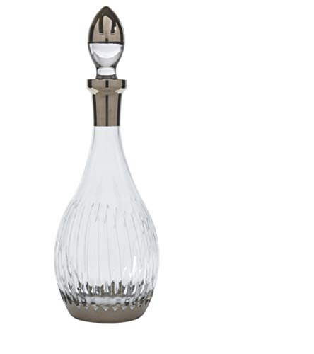 Luxurious Handcrafted Wine Decanter and Stopper – Custom-Made-Hand-Cut Glasses – Hand Painted with 24 Karat Platinum – Stunning Aerator Designed to Perfection – 13 Tall 42 oz Capacity