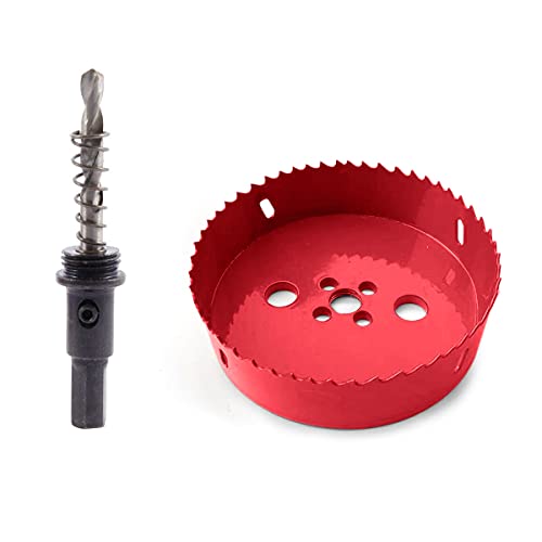 TUNEZ® Sierra perforadora M42 bimetálica con árbol hexagonal y brocas de metal centrado, kit de sierra de corona para madera, metal, yeso y chapa de hierro, tubo de plástico (125 MM)